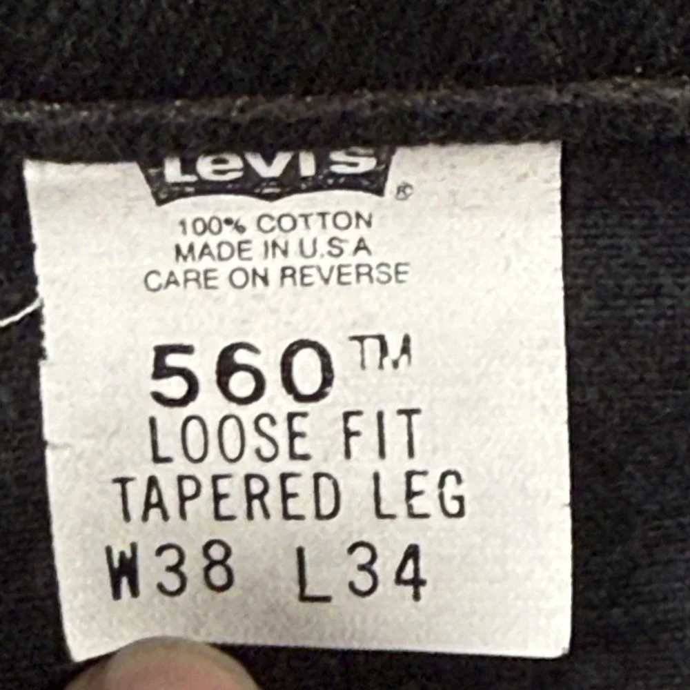 Levis 560 Jeans Men (Fit 36x34) Black Wide Loose Tapered Vintage Made in USA 90s